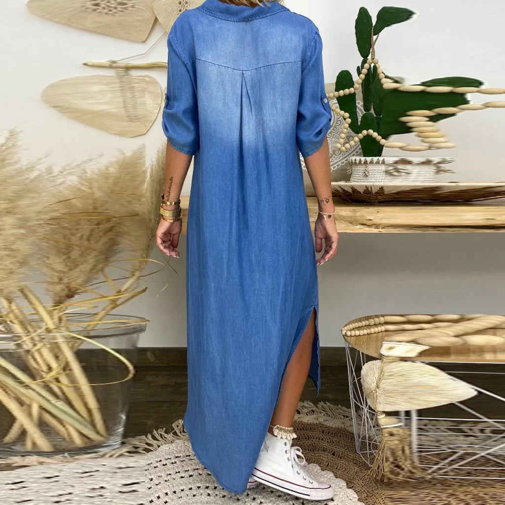 Lea™ | Lange jeanskjoler med sideslids