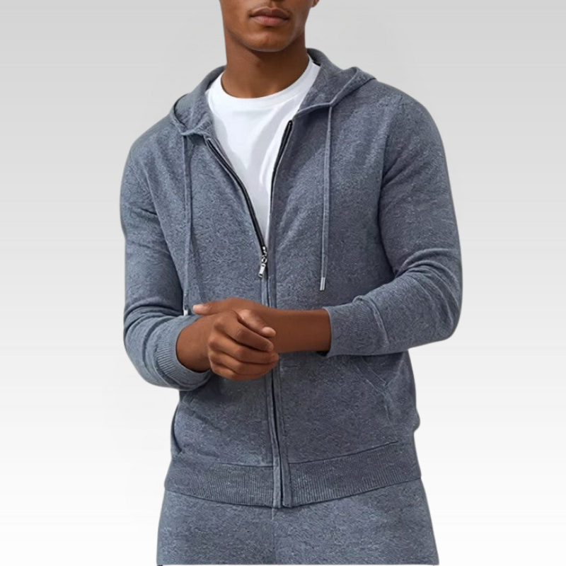 Cashmere Strik Zip Vest - Mørkegrå