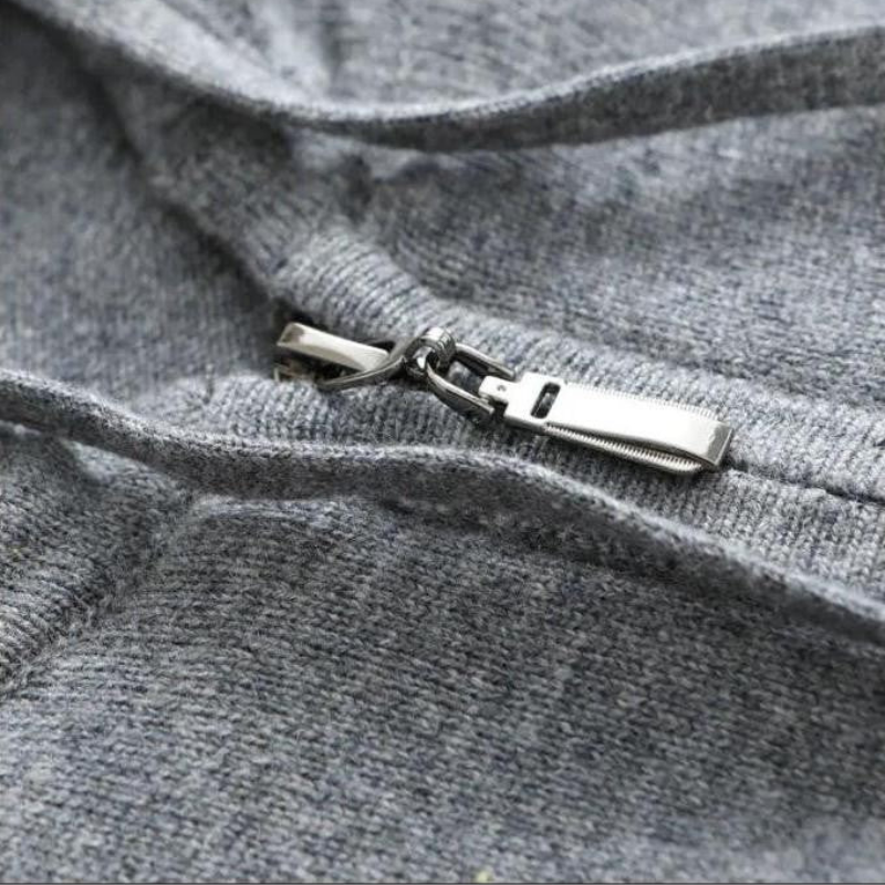 Cashmere Strik Zip Vest - Mørkegrå