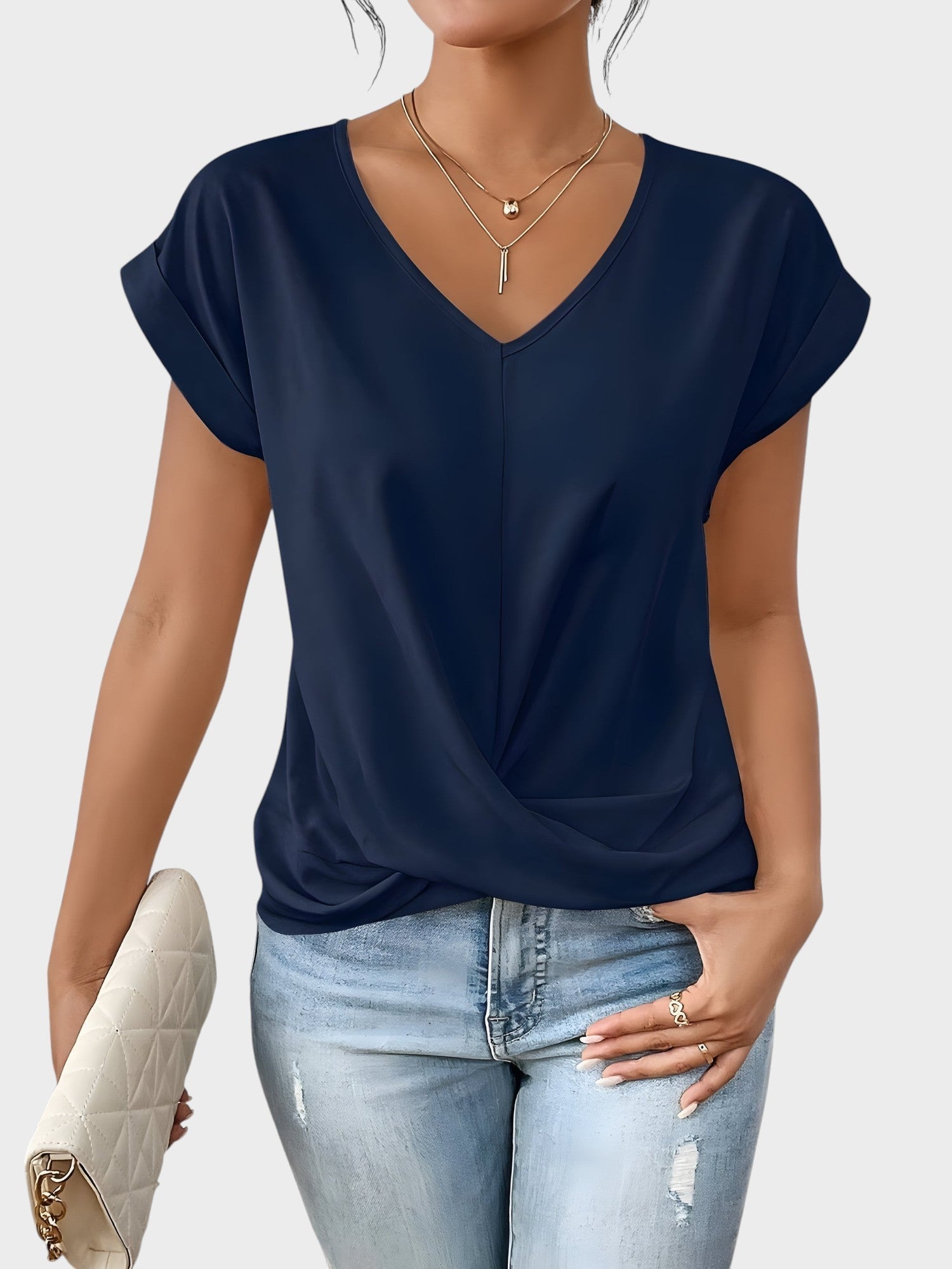 MIA | CASUAL T-SHIRT WITH V-NECK